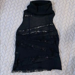 Express Sheer Lace Beaded Top